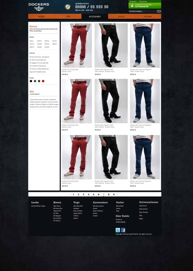 Dockers Website Artikel Seite Referenz Webshop Factory